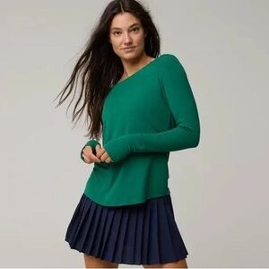 OFFLINE By Aerie Thumbs Up Ribbed Raglan Long Sleeve T-Shirt XS Green